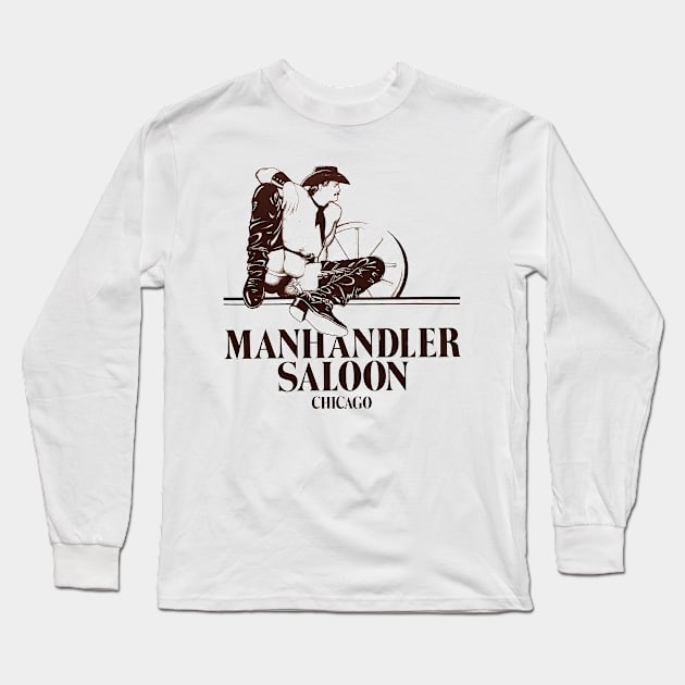 Manhandler Saloon Vintage Gay Retro Leather Western Long Sleeve T-Shirt by WearingPride